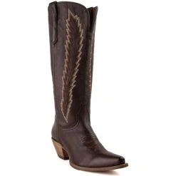 Coupon 😀 Dan Post 👩 Women's Mahan Feather Embroidery Western 🥾 Boots - Snip Toe Brown ⌛