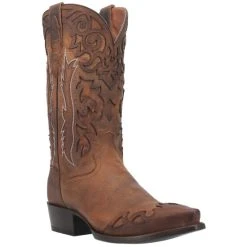 Hot Sale ❤️ Dan Post Men's Denton All-Over Overlay Western 🥾 Boots - Snip Toe Tan 🔔