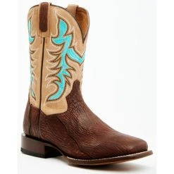 Best Sale 🌟 Dan Post Men's Exotic Shark Western 🥾 Boots - Broad Square Toe Dark Brown 🔔