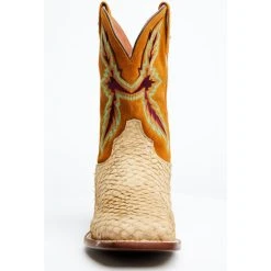 Cheapest ✔️ Dan Post Men's Exotic Sea Bass Skin Western 🥾 Boots - Broad Square Toe Brown 🔔 -western boots Shop unnamed file 142