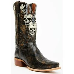 Dan Post Shop 2 New ❤️ Dan Post Men's 13" Skull Face Tall Western Boot - Snip Toe Black 😀