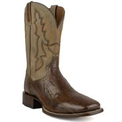 Deals 🎁 Dan Post Men's Exotic Snake Skin Western 🥾 Boots - Broad Square Toe Brown 😀