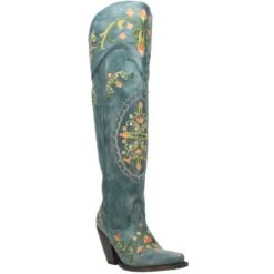 Budget 🌟 Dan Post 👩 Women's Flower Child Tall 🥾 Boots - Snip Toe Turquoise 💯