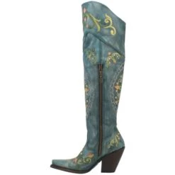 Budget 🌟 Dan Post 👩 Women's Flower Child Tall 🥾 Boots - Snip Toe Turquoise 💯 -western boots Shop unnamed file 655