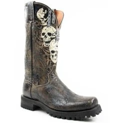 Buy ❤️ Dan Post Men's Skulls Motorcycle Western Boot - Square Toe Black 🎁