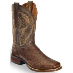 Buy 🎉 Dan Post Men's Alamosa Full Quill Ostrich Western 🥾 Boots - Broad Square Toe Chocolate ✔️