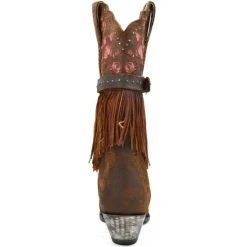 New 🥰 Dan Post 👩 Women's Bed Of Roses Fringe Embroidered Western Boot - Snip Toe Cognac 💯 -western boots Shop unnamed file 8